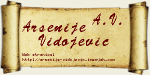 Arsenije Vidojević vizit kartica